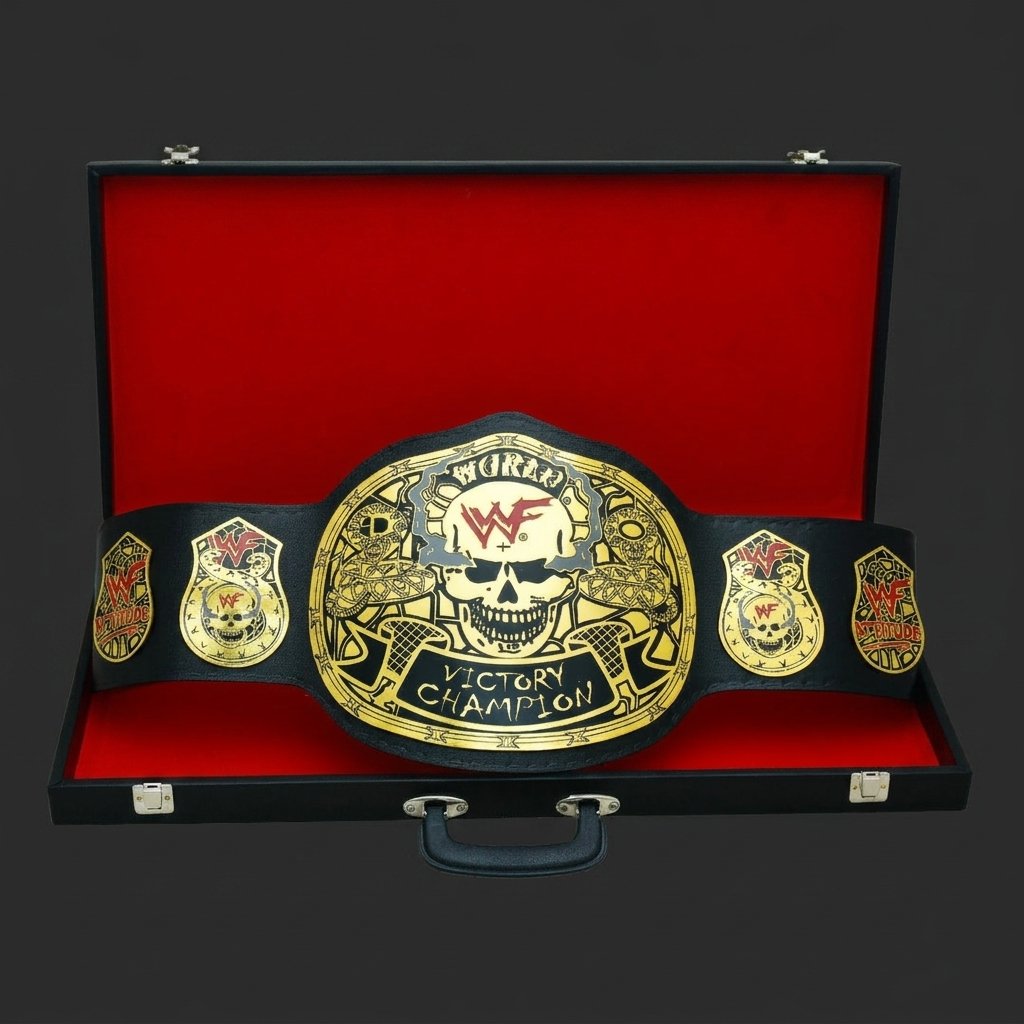 Smoking Skull Championship Belt made with genuine leather and gold-coated metal plates