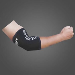 Black 5mm and 7mm neoprene elbow sleeves with polyester fabric