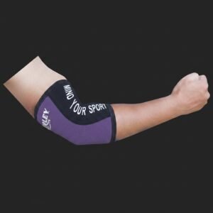 Blue and black panel elbow sleeves made from 5mm and 7mm neoprene