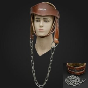 Brown leather head harness with heavy-duty stainless steel chain and rivets