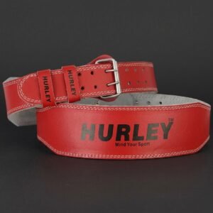 Red leather 4-inch weightlifting padded belt – 7mm