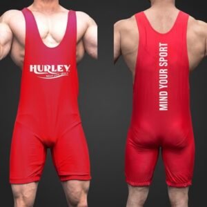 Red heavy-duty polyester squat suit for powerlifting