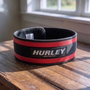 Red women's soft neoprene weightlifting belt with 4-inch support