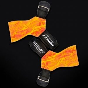 Orange Versa Grips weightlifting straps with non-slip grip and stainless steel buckle
