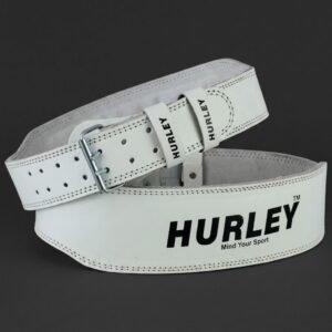 White leather 4-inch weightlifting padded belt – 7mm