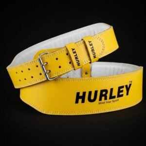 Yellow leather 4-inch weightlifting padded belt – 7mm