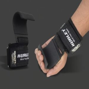 Black heavy-duty power hooks with 7mm neoprene wrist pads
