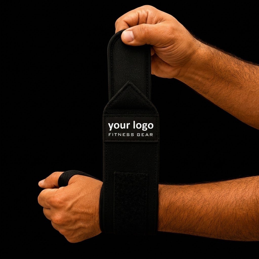 Black Wrist Wraps – Heavy-Duty Cotton Blend Black weightlifting wrist wraps with heavy-duty Velcro closure