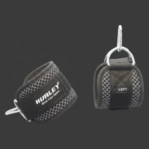 Black heavy-duty neoprene ankle straps with D-rings and carabiner