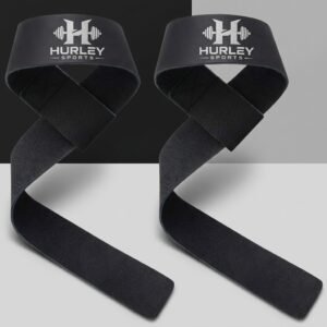 Black split leather weightlifting straps 24 inches long and 1.5 inches wide