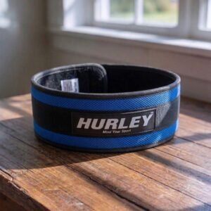 Blue women's soft neoprene weightlifting belt with 4-inch support