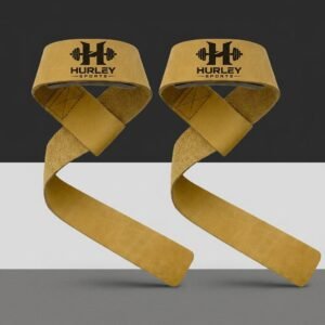 Brown split leather weightlifting straps 24 inches long and 1.5 inches wide