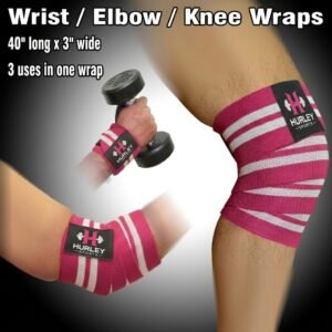 Pink and white striped 3-in-1 elbow wraps for wrist elbow and knee support