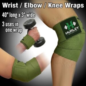 Army green 3-in-1 elbow wraps for wrist elbow and knee support