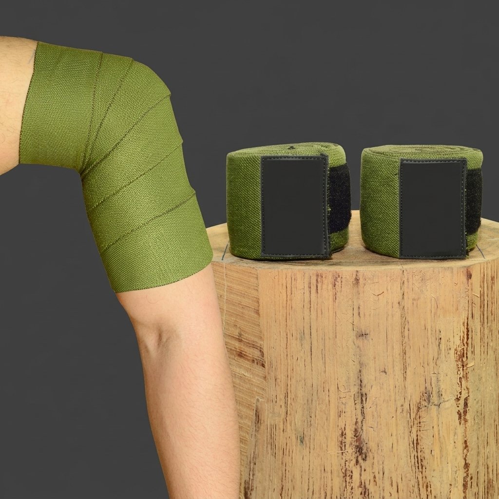 Light Green Knee Wraps – 3m Light green knee wraps for weightlifting with Velcro closure