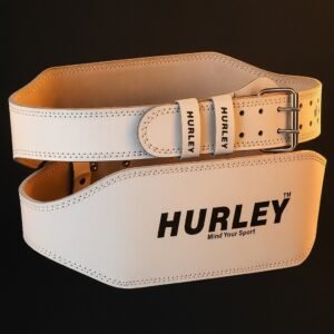 Natural leather weightlifting padded belt with 6-inch back support