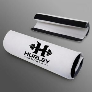 White weightlifting barbell pad with foam padding and Velcro closure